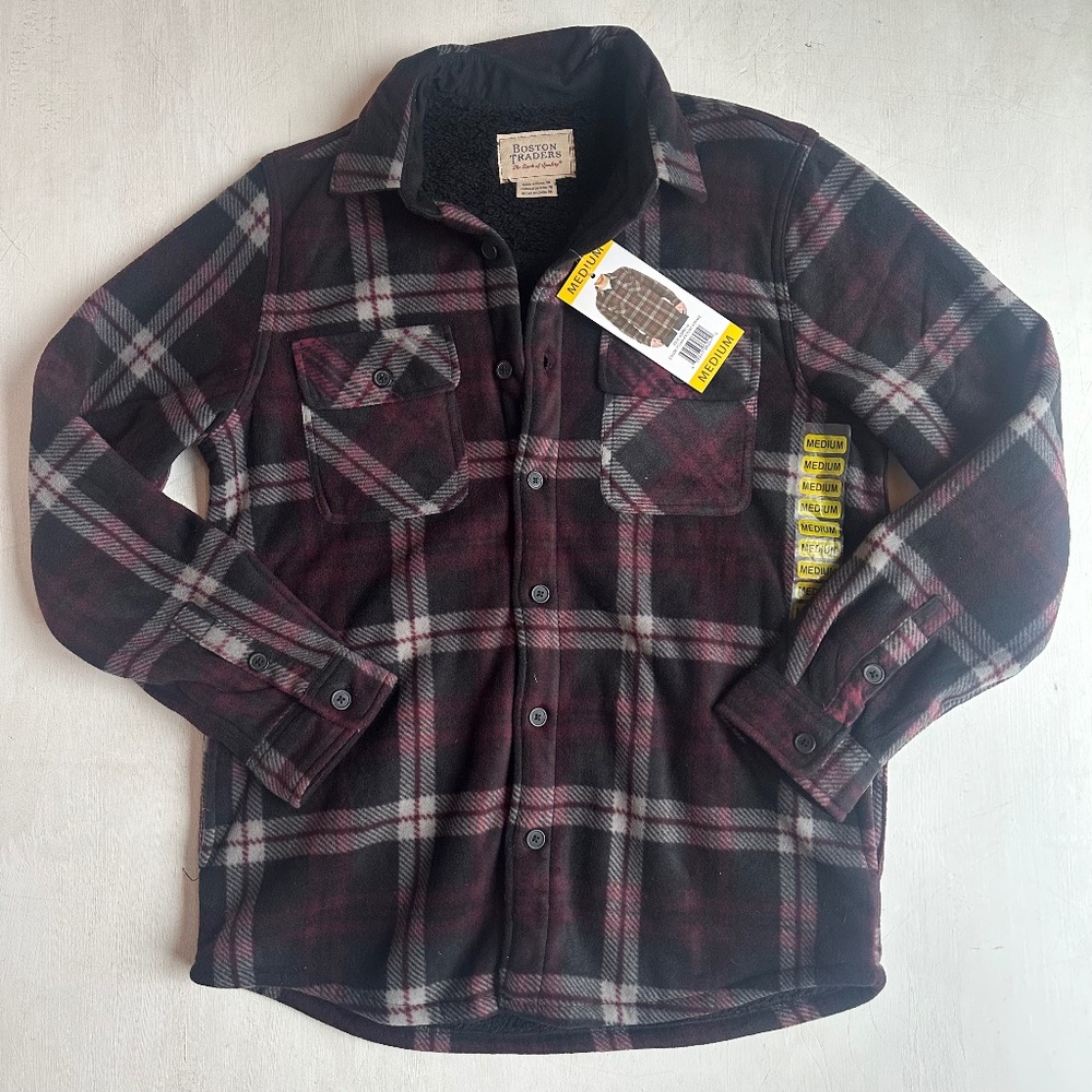 NWT Boston Traders Plush Lined Flannel Shirt Jacket